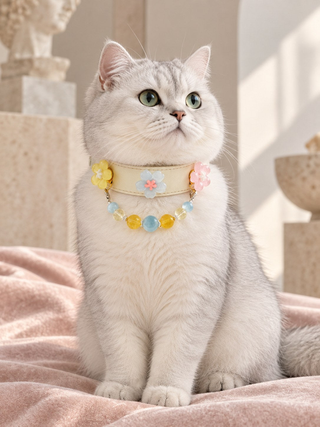 Ragdoll cat wearing an ornamental collar
