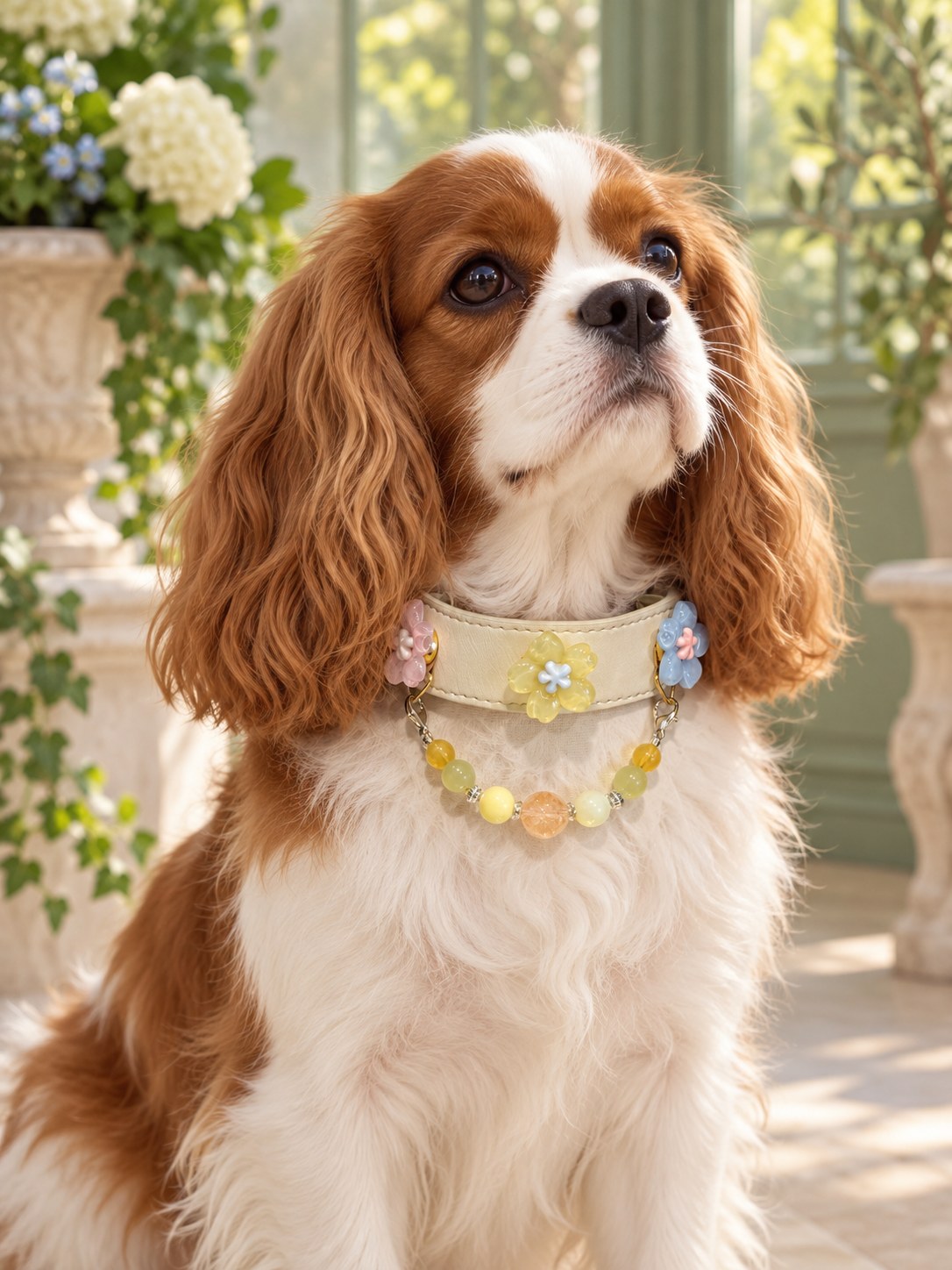 Corgi wearing an ornamental collar